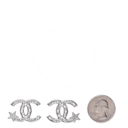 Chanel Crystal CC Starfall Earrings Silver 2 of 5