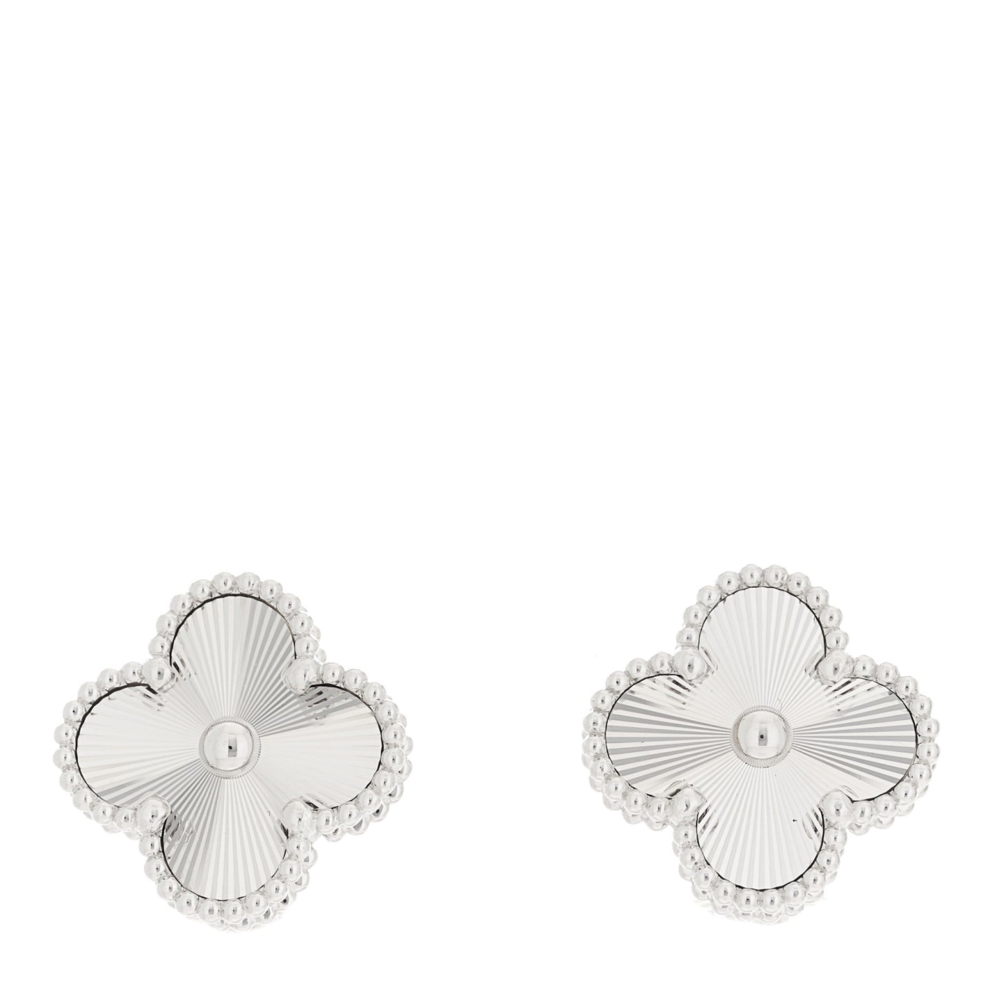 18K White Gold Guilloche Vintage Alhambra Earrings