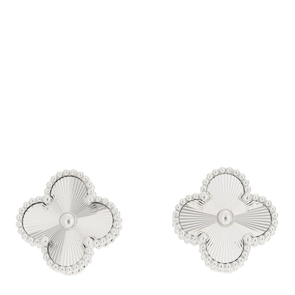Van Cleef & Arpels 18K White Gold Guilloche Vintage Alhambra Earrings 1 of 5