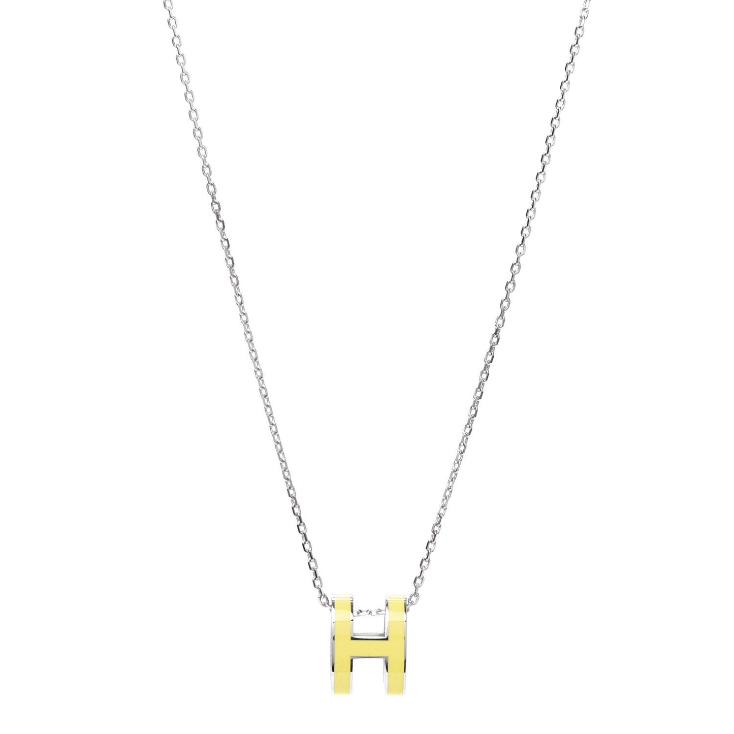 Lacquered Palladium Pop H Pendant Necklace Jaune Mimosa