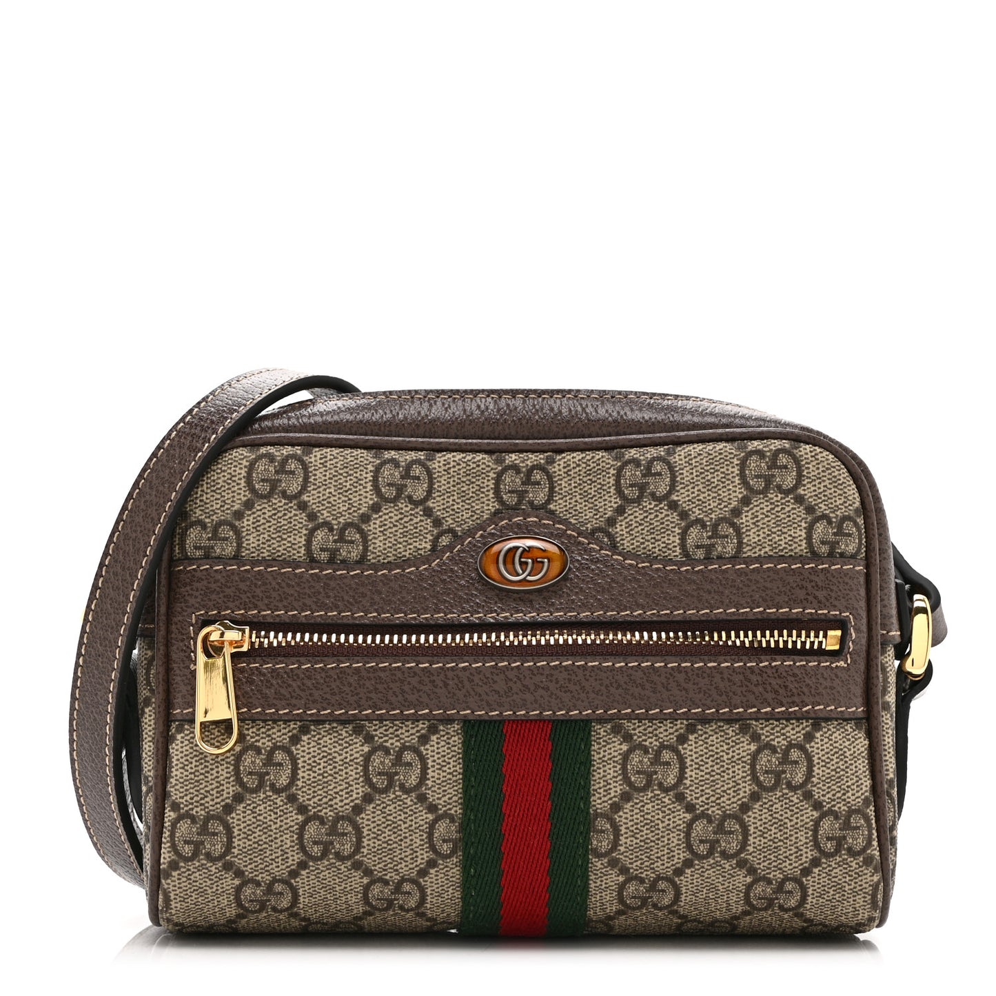 GG Supreme Monogram Web Mini Ophidia Shoulder Bag Brown