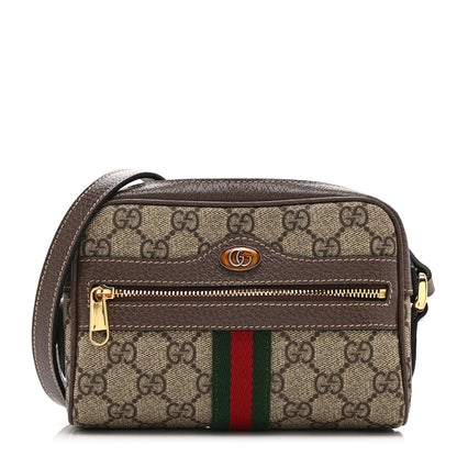 Gucci GG Supreme Monogram Web Mini Ophidia Shoulder Bag Brown 1 of 10