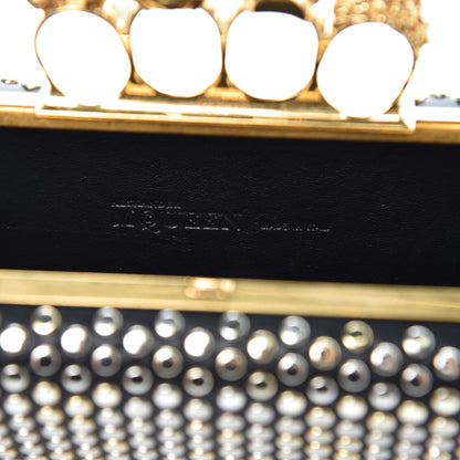 Alexander McQueen Lambskin Studded Skull Knuckle Box Clutch Black 8 of 17