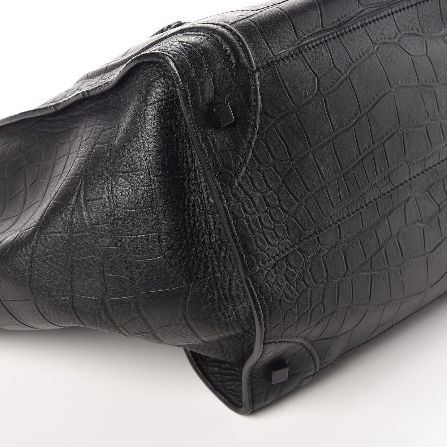 Crocodile Embossed Calfskin Medium Phantom Luggage Black