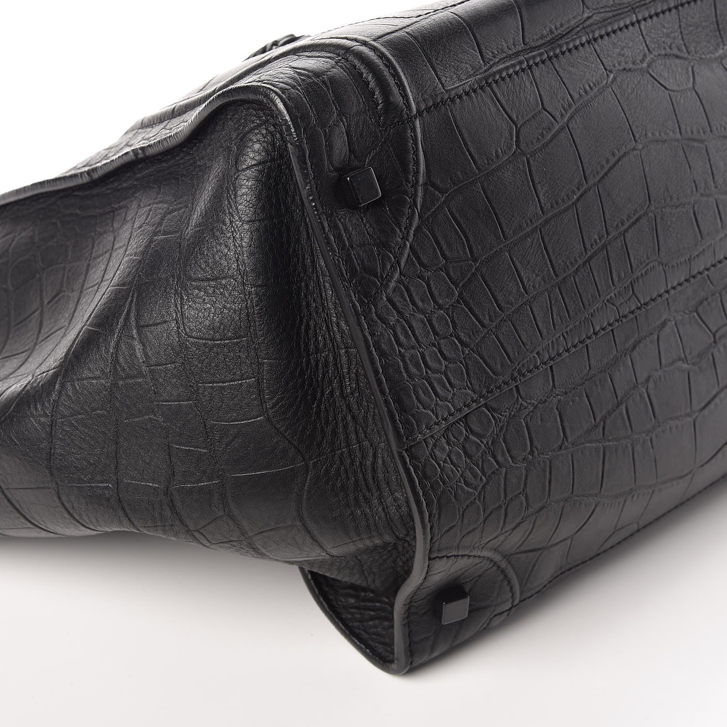 Celine Crocodile Embossed Calfskin Medium Phantom Luggage Black 12 of 19