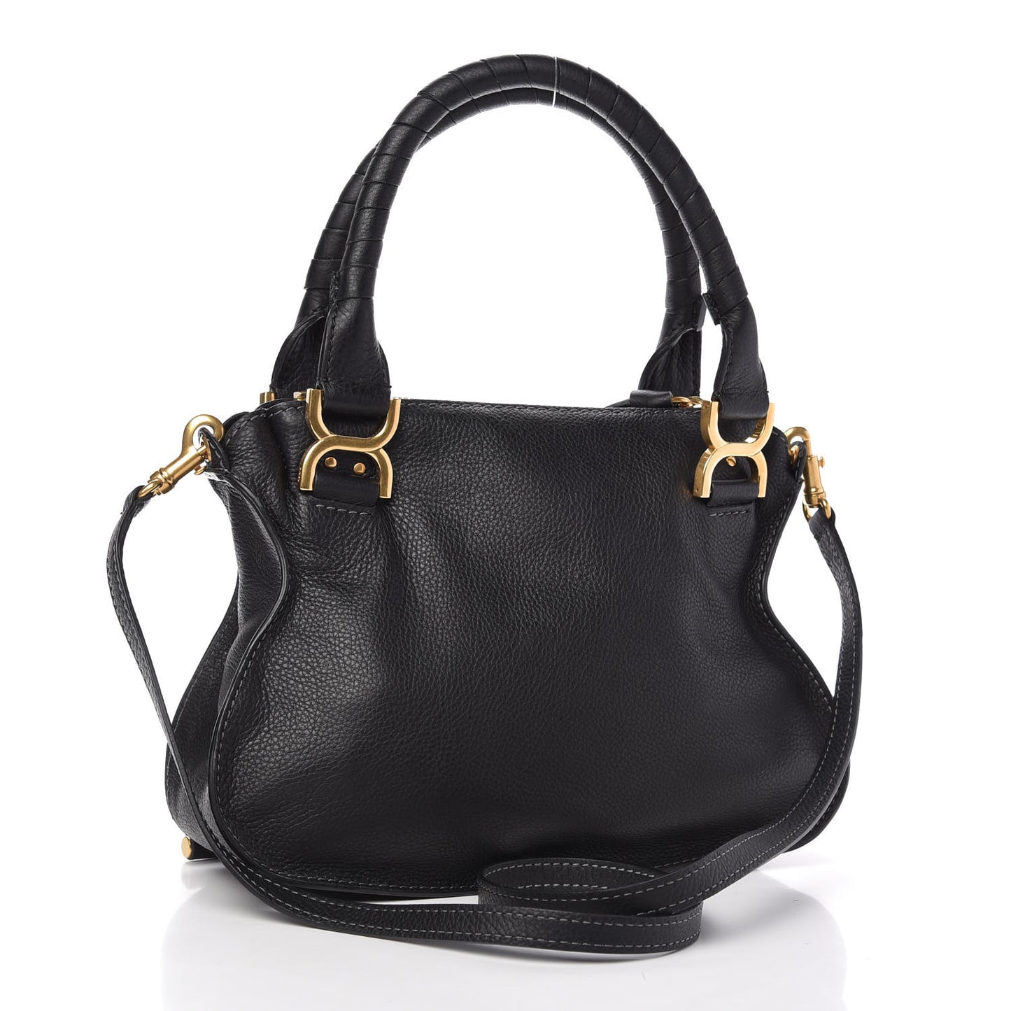 Calfskin Small Marcie Satchel Black