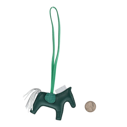Hermes Milo Lambskin Matte Alligator Touch Grigri Rodeo Horse Bag Charm PM Malachite Menthe Bleu Brume Very Jade 2 of 5