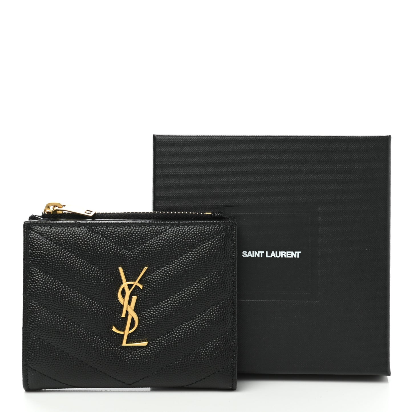 Grain De Poudre Matelasse Chevron Monogram Zipped Card Case Black