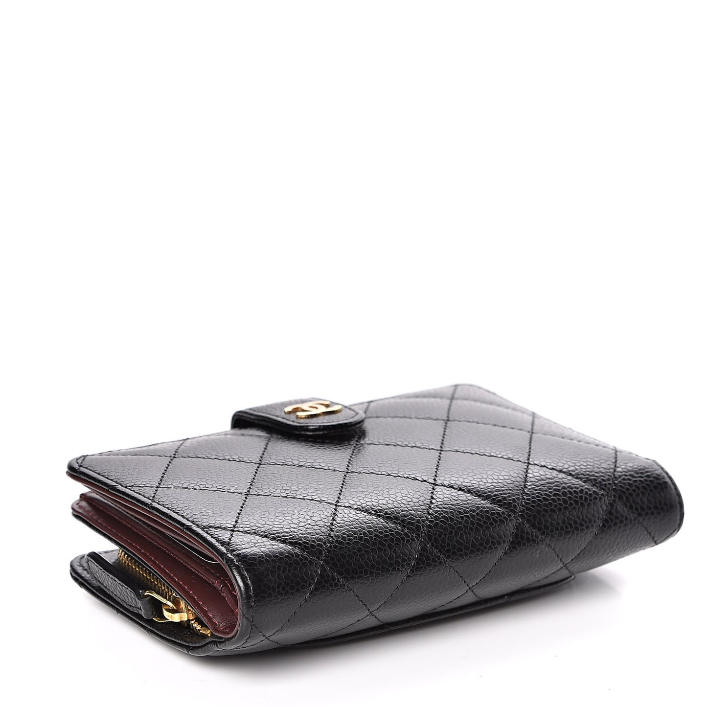 Caviar Quilted Zipped Pocket Wallet Black