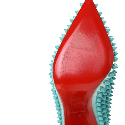 Christian Louboutin Patent Pigalle Spikes 100 Pumps 35 Aquamarine 9 of 10