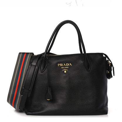 Prada Vitello Daino Tote Black 1 of 8