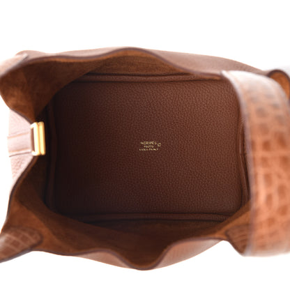 Hermes Taurillon Clemence Matte Alligator Picotin Lock Touch 18 PM Gold 4 of 8