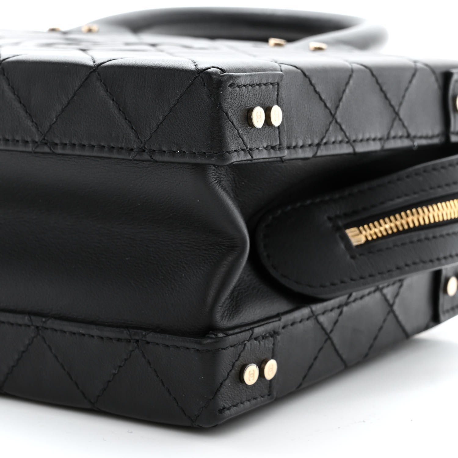 Chanel Calfskin Quilted Studded Square Vanity Case Black 10 of 10