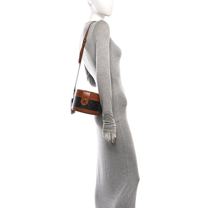 Celine Calfskin Triomphe Canvas Medium Tambour Bag Tan Tan 2 of 10