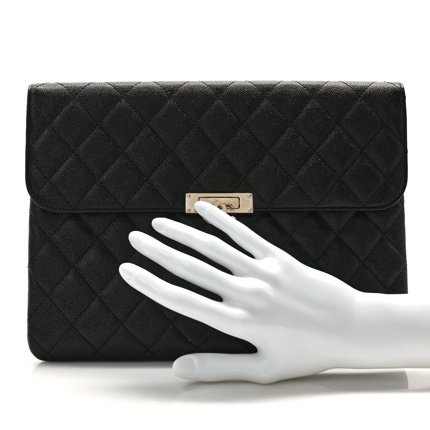 Chanel Caviar Quilted Medium Golden Class Pouch Black 2 of 9
