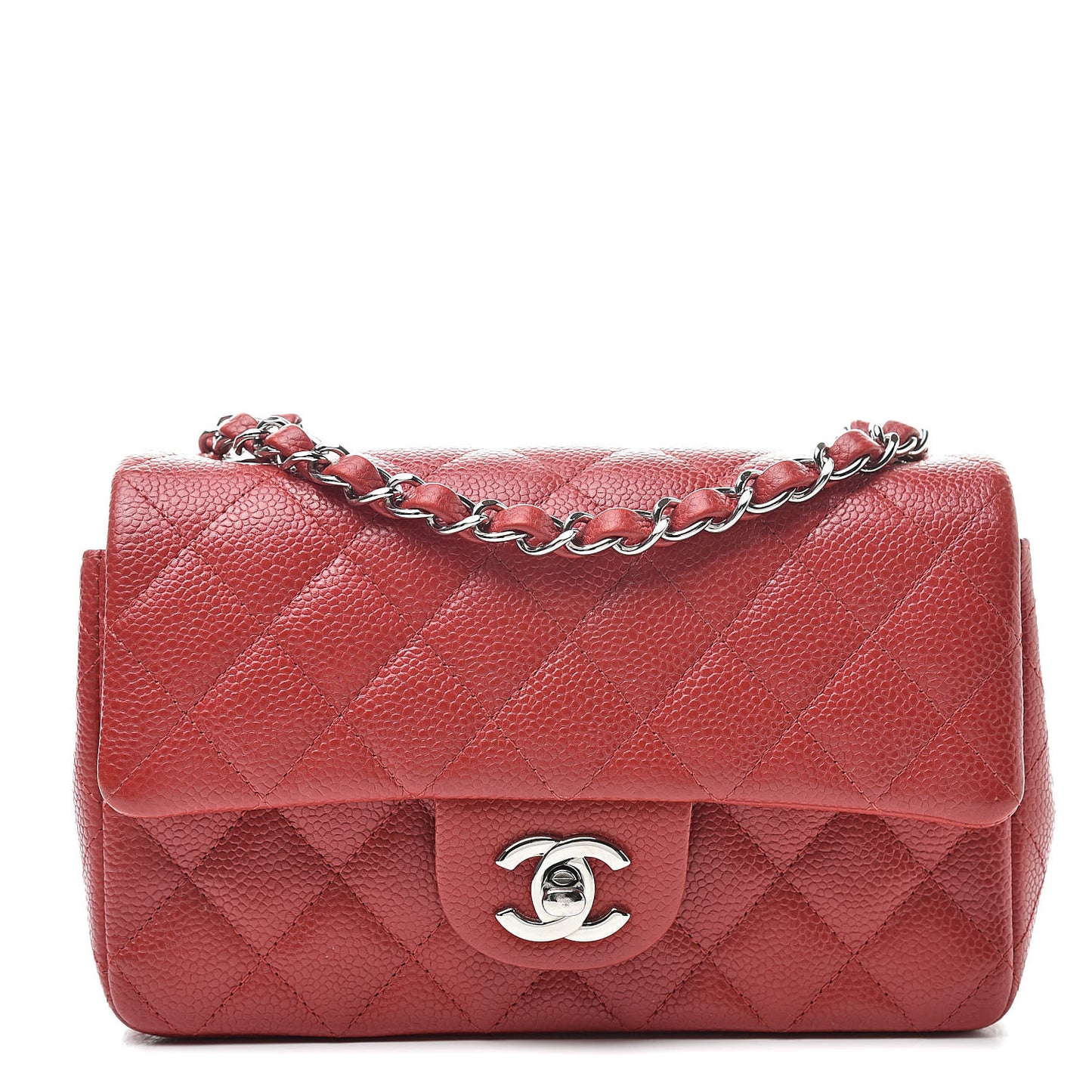 Caviar Quilted Mini Rectangular Flap Red