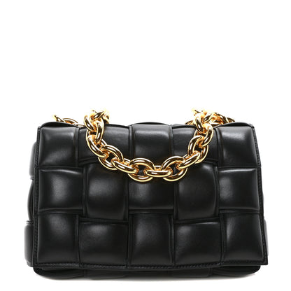 Bottega Veneta Lambskin Maxi Intreccio Padded Chain Cassette Crossbody Bag Black 1 of 9