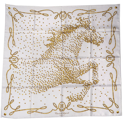 Hermes Silk Cheval De Legende Blanc Viele Or Scarf 90 2 of 4