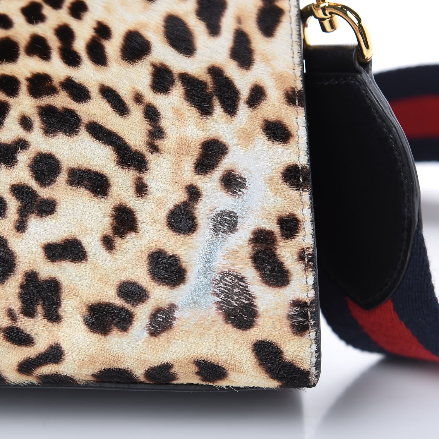 Gucci Calf Hair Bamboo Web Leopard Print Mini Nymphaea Top Handle Bag 13 of 13