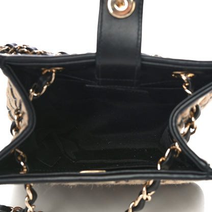 Chanel Raffia Jute Striped Urban Jungle Bucket Bag Black Beige 6 of 14