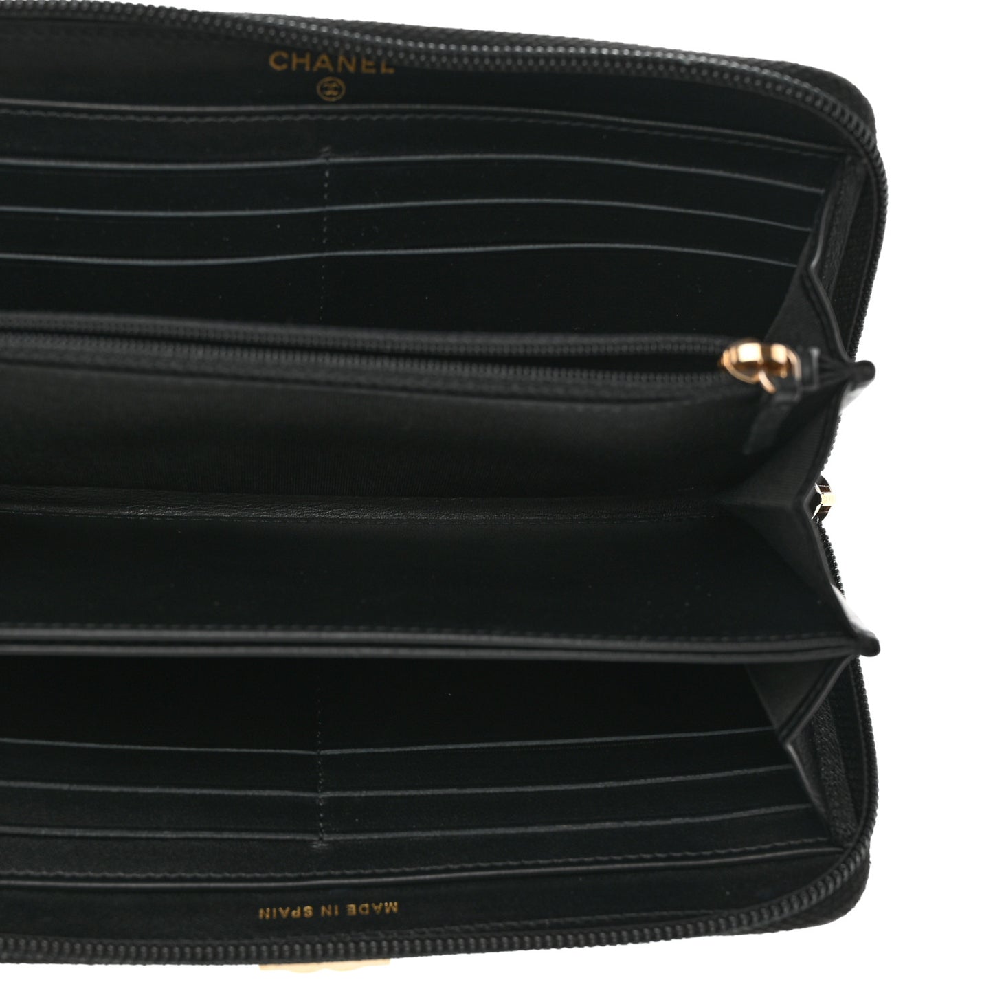 Caviar Quilted Boy Long Zip Around Wallet Black