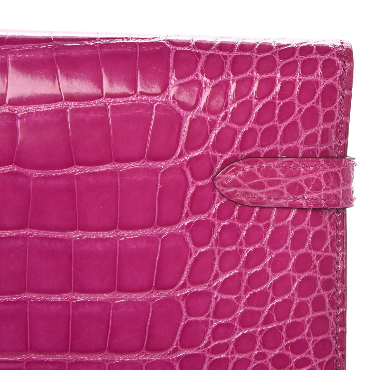 Shiny Alligator Kelly Longue Wallet Rose Scheherazade