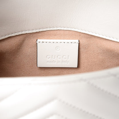 Gucci Calfskin Matelasse Super Mini GG Marmont Shoulder Bag White 5 of 11