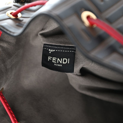 Fendi Vitello Grace F is Fendi Bi-Color FF 1974 Embossed Grande Mon Tresor Bucket Bag Maya Black Fragola 6 of 9