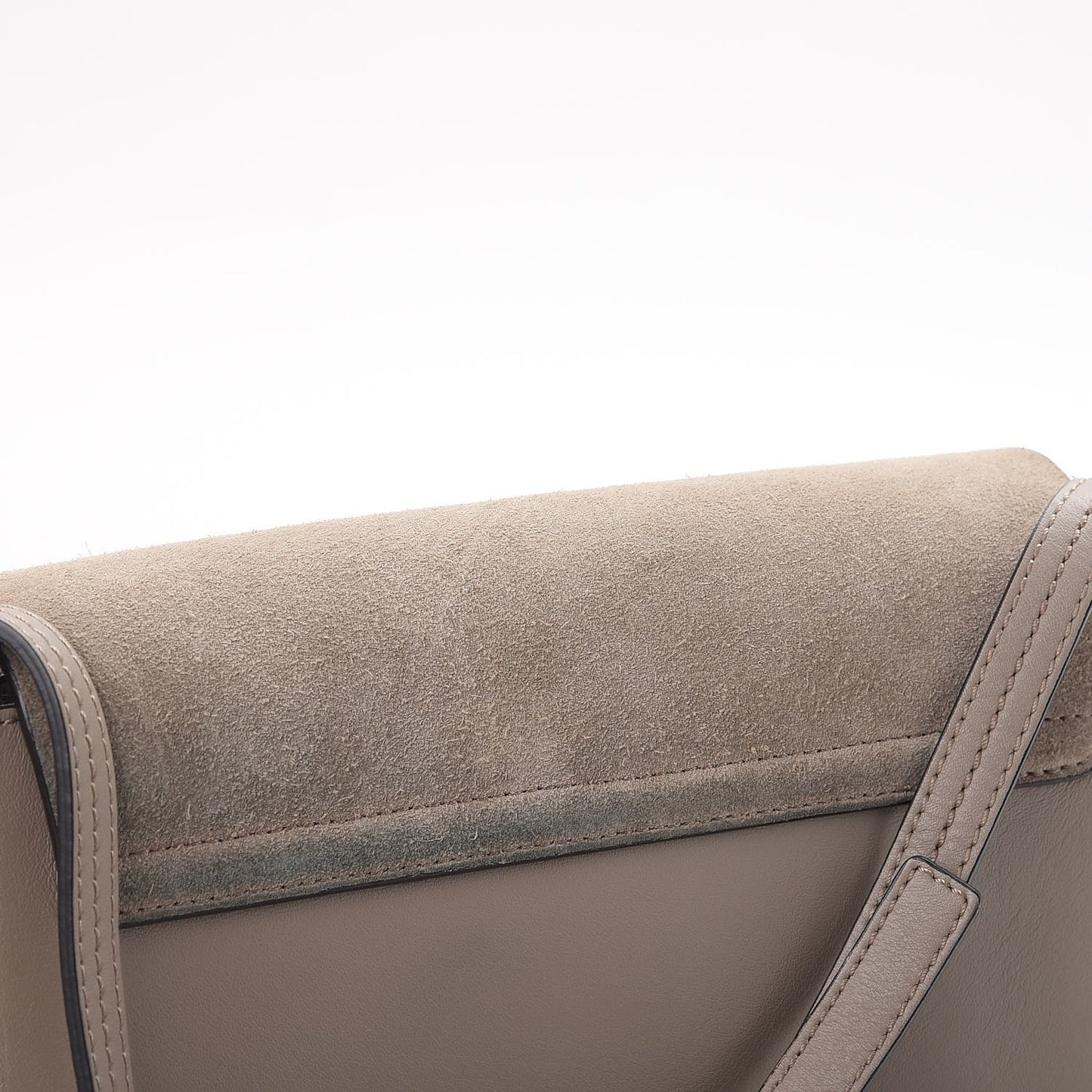 Suede Calfskin Small Faye Shoulder Bag Motty Grey