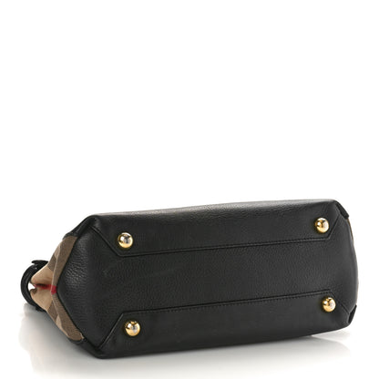 Burberry Grainy Calfskin House Check Small Banner Tote Black 4 of 12