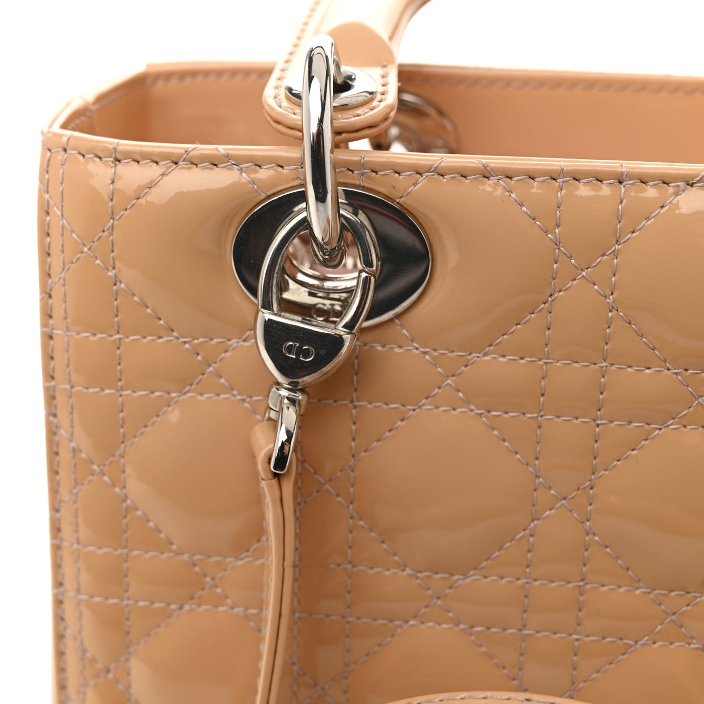 Patent Cannage Medium Lady Dior Beige