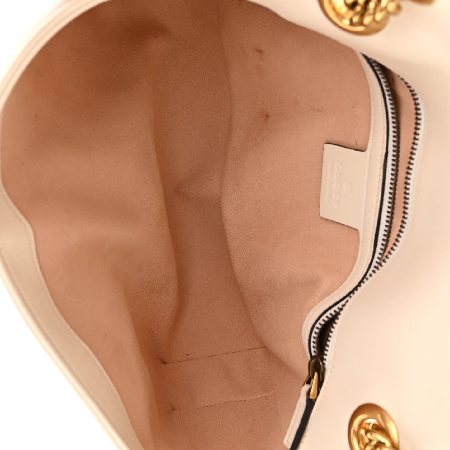 Calfskin Matelasse Small GG Marmont Shoulder Bag White