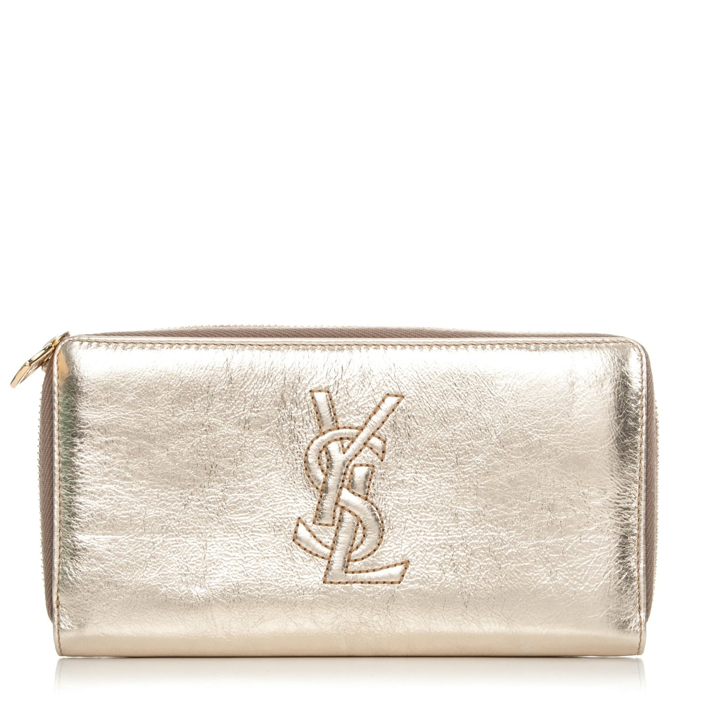 Metallic Calfskin Belle De Jour Zip Around Wallet Gold