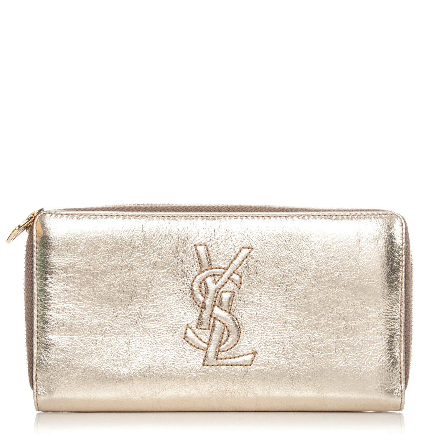 Saint Laurent Metallic Calfskin Belle De Jour Zip Around Wallet Gold 1 of 7