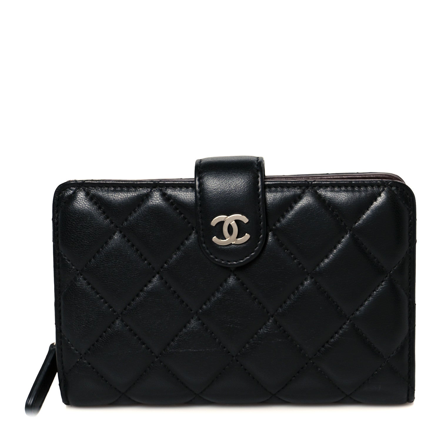 Chanel Lambskin Quilted Zipped Pocket Wallet Black 1 of 10