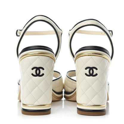 Chanel Lambskin Quilted CC Sandal 40 Ivory 7 of 11