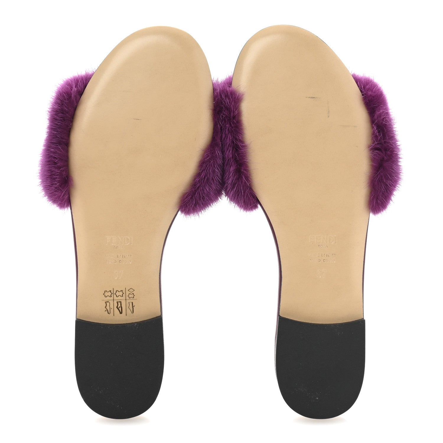 Fendi Mink FF Baguette Slide Sandals 37 Purple 6 of 8