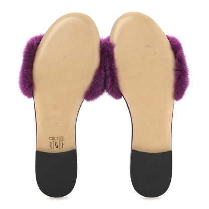 Fendi Mink FF Baguette Slide Sandals 37 Purple 6 of 8