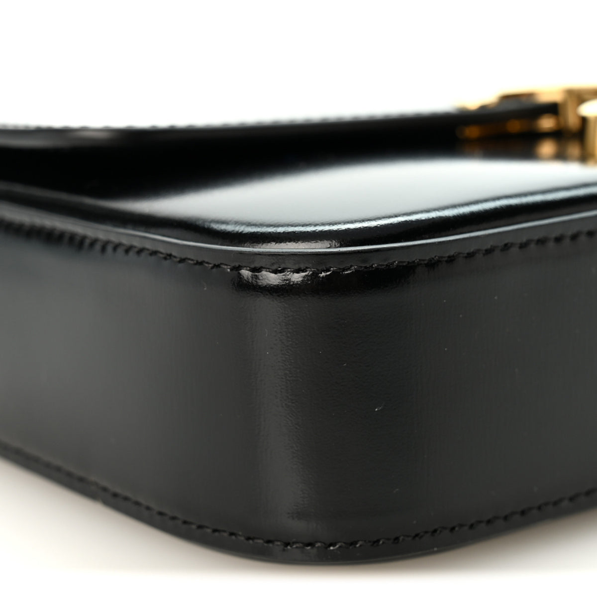 Shiny Calfskin Triomphe Chain Shoulder Bag Black
