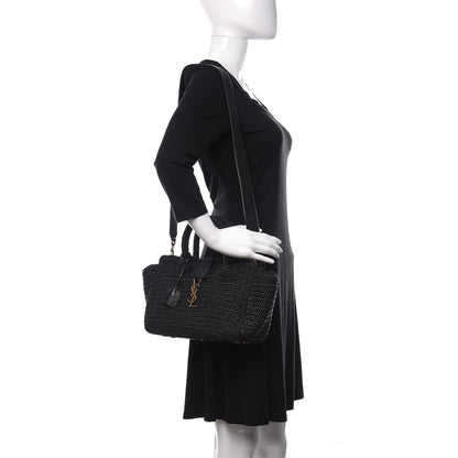 Saint Laurent Raffia Baby Monogram Downtown Cabas Black 2 of 9