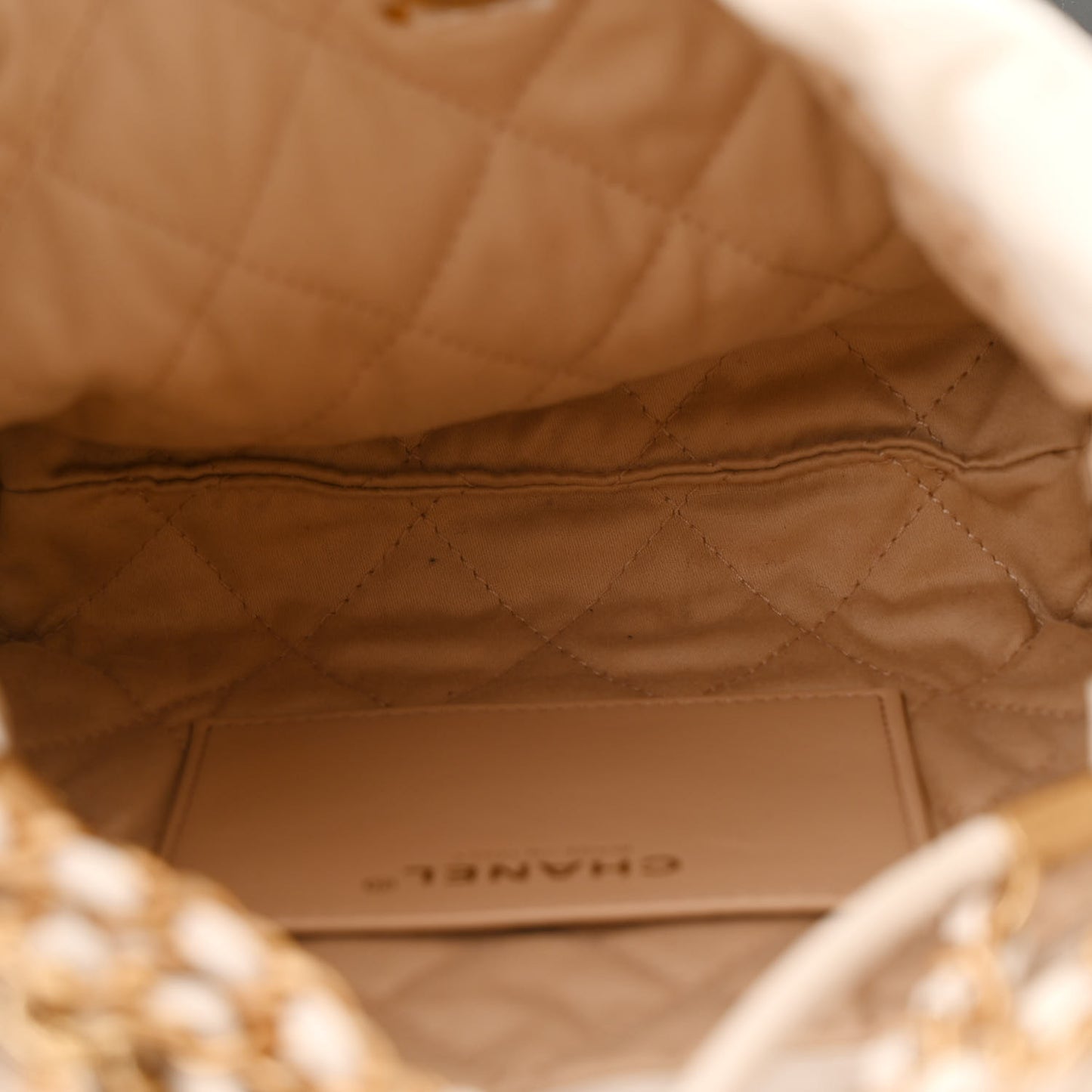Shiny Calfskin Quilted Mini Chanel 22 White