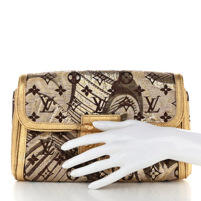 Louis Vuitton Monogram Brocade Thalie Clutch Gold 2 of 7