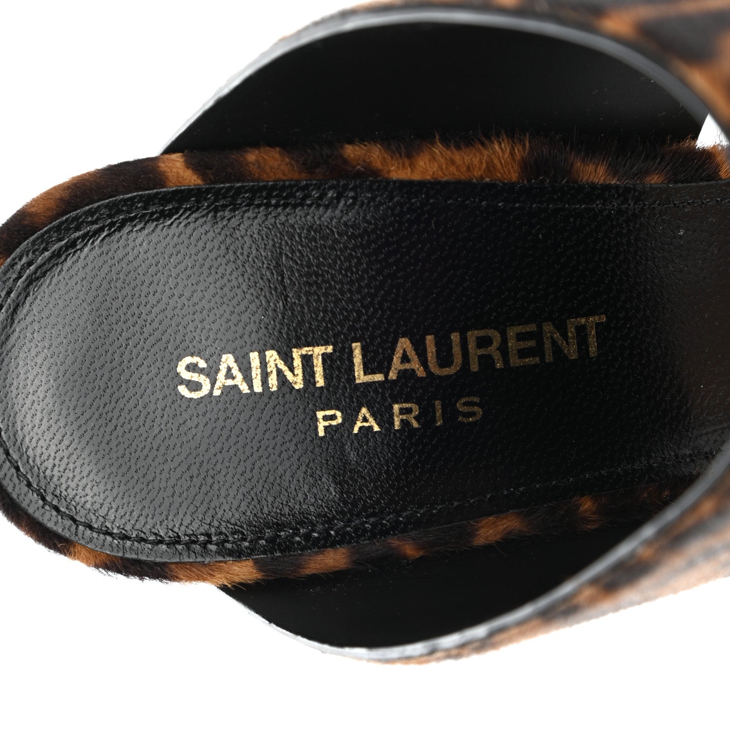 Saint Laurent Pony Hair Leopard Print Oak 100 Mule Sandals 38.5 Naturale 7 of 9