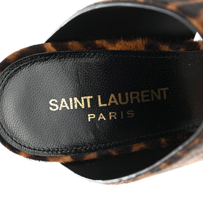 Saint Laurent Pony Hair Leopard Print Oak 100 Mule Sandals 38.5 Naturale 7 of 9