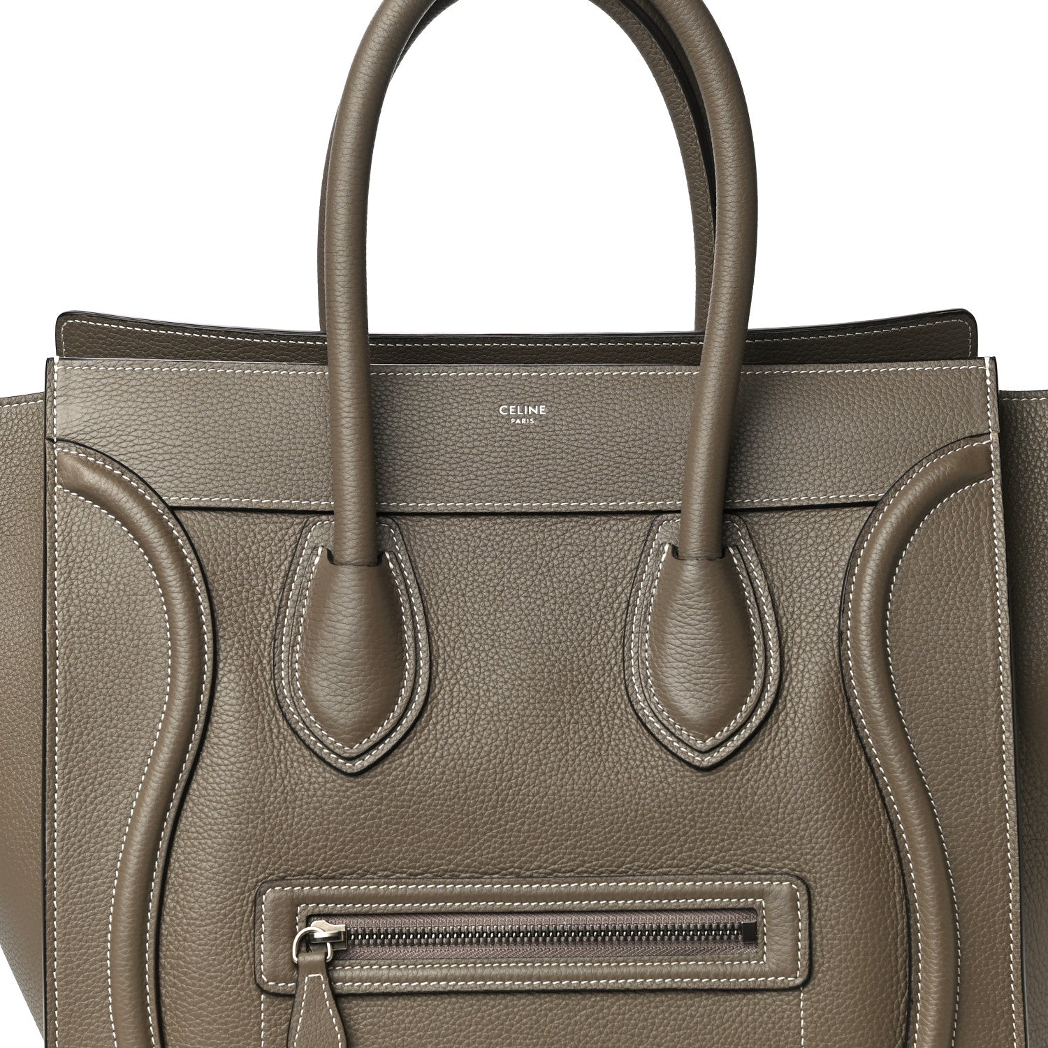 Celine Drummed Calfskin Mini Luggage Souris 8 of 11