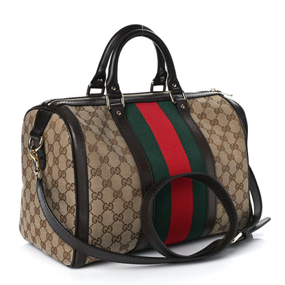 Gucci Monogram Vintage Web Medium Boston Dark Brown 3 of 14