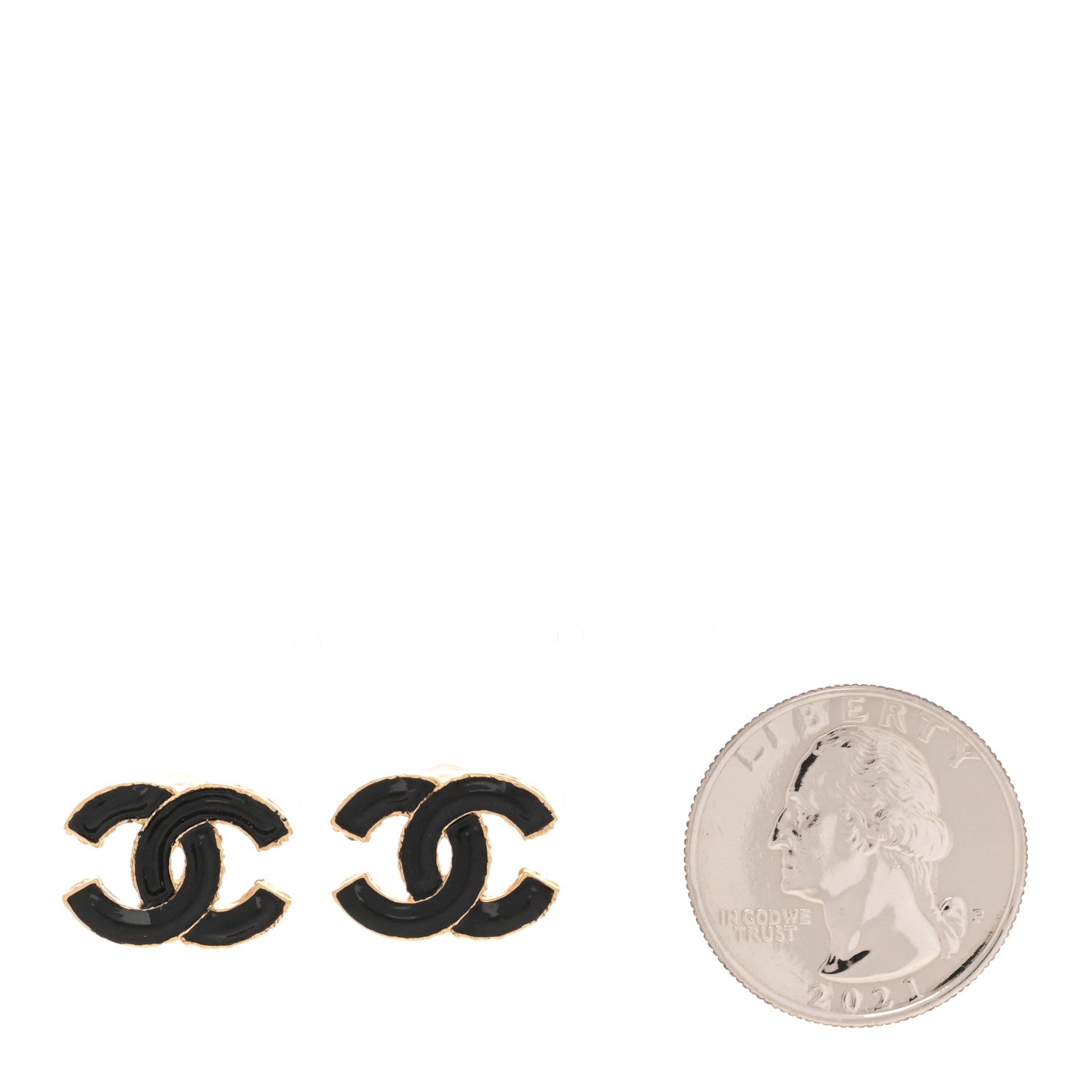 Chanel Metal Enamel CC Earrings Black Gold 2 of 6
