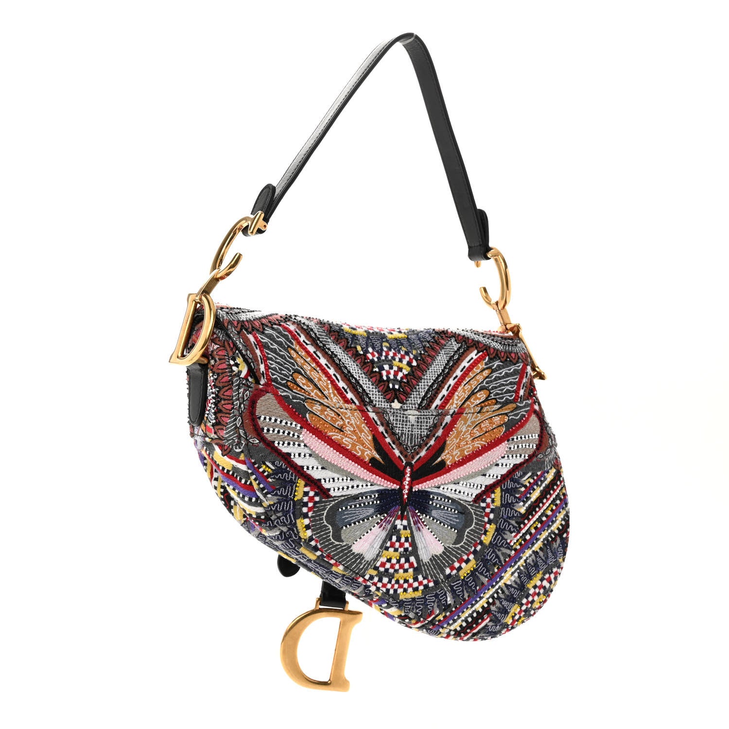 Christian Dior Canvas Embroidered Butterfly Saddle Bag Multicolor 3 of 9