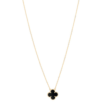 Van Cleef & Arpels 18K Yellow Gold Black Onyx Vintage Alhambra Pendant Necklace 1 of 5
