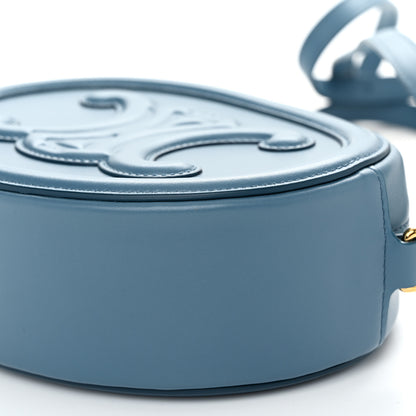 Celine Smooth Calfskin Cuir Small Triomphe Oval Crossbody Purse Ice Blue 9 of 9